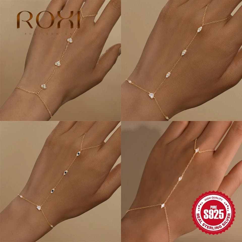 צמיד יד מחובר לטבעת Roxi